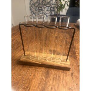 4-tube Glass Holder with Metal Stand Ideal for Plant Propagation Station